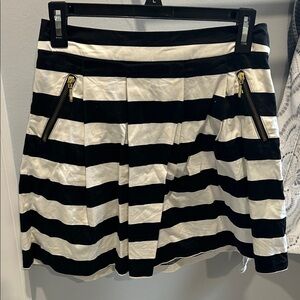 Dynamite Black and White Striped Circle Skirt with Gold Zippers
